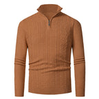 Herren Strickpullover mit hohem Kragen und feinem Zopfdesign R&B