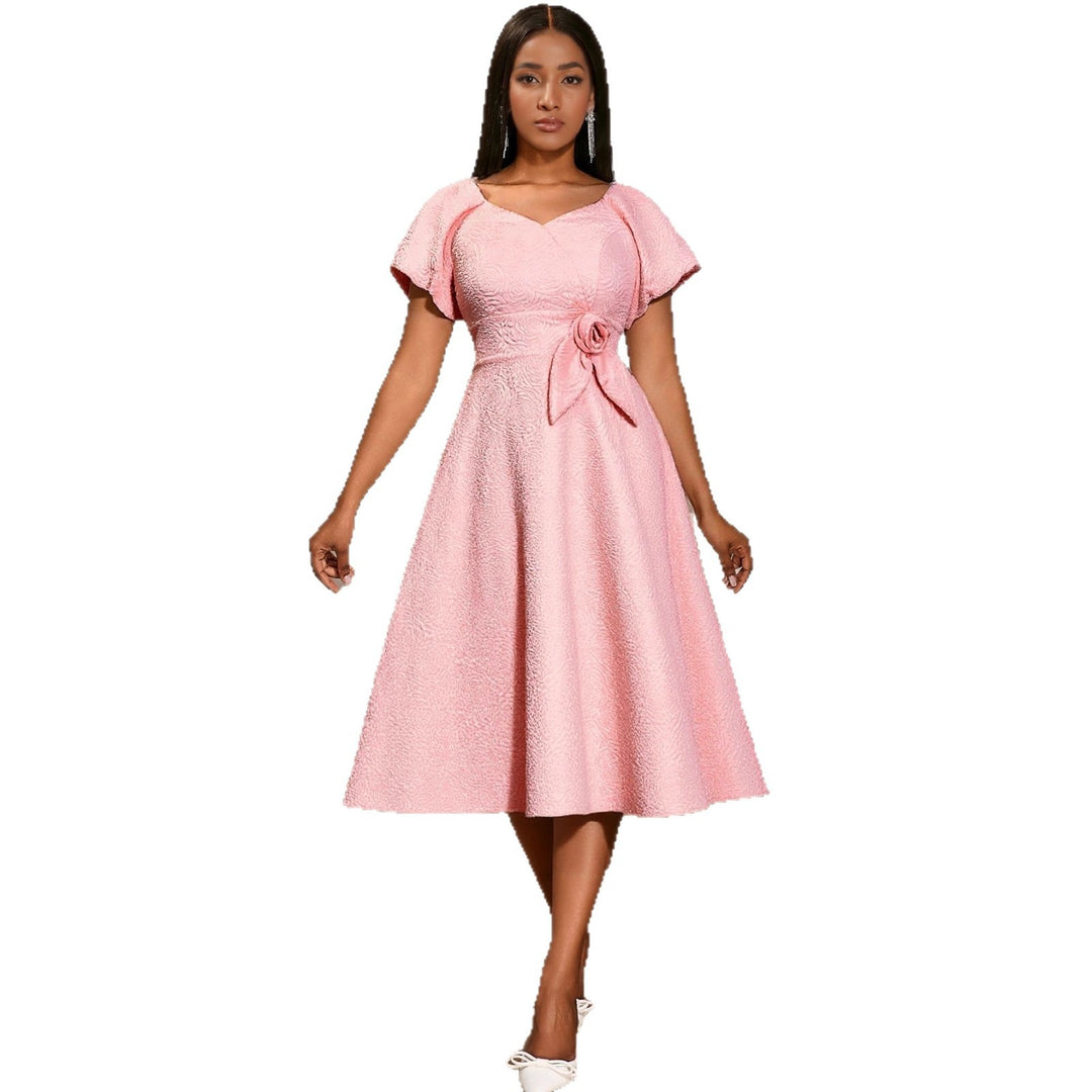 Damen Kleid mit voluminösen Puffärmeln und eleganter Schleifenapplikation R&B