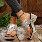 Damen Wedge-Sandaletten mit modischem Riemen-Design und komfortabler Plattform R&B