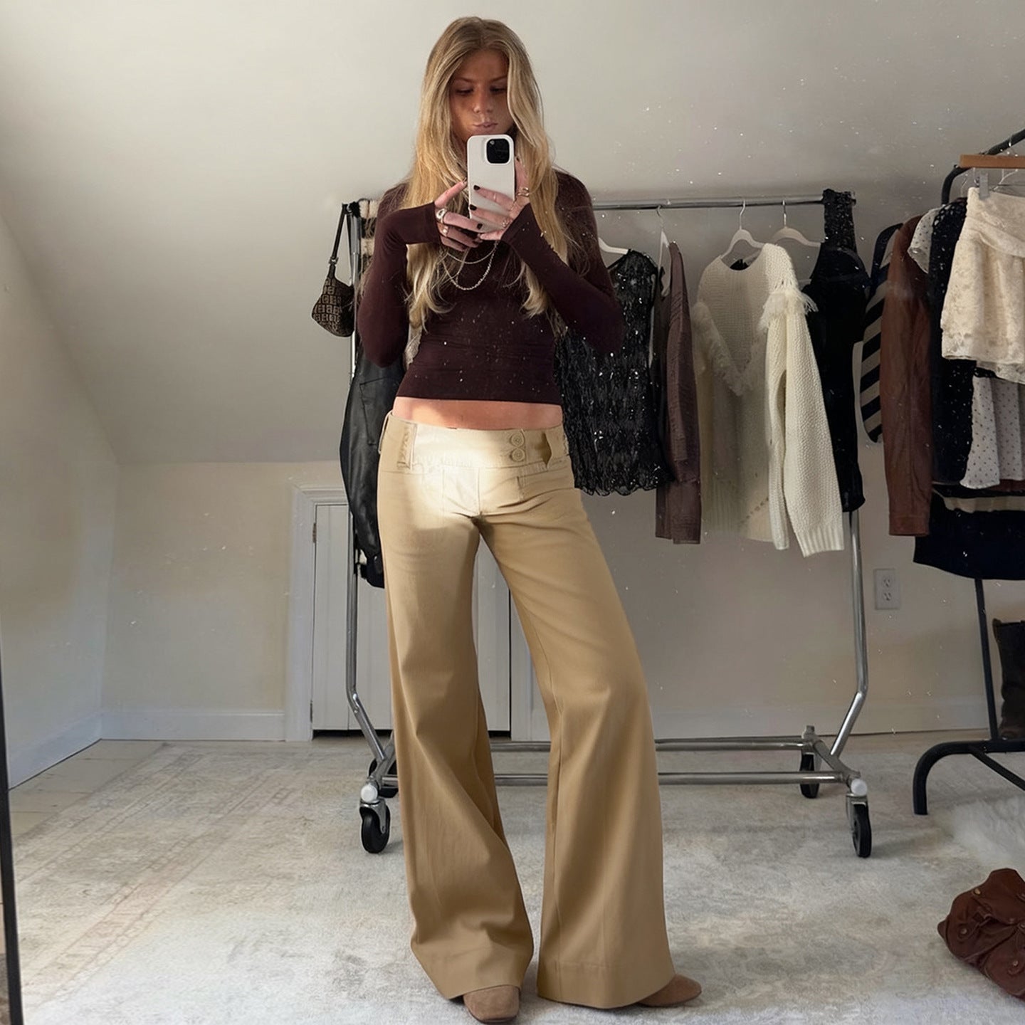 Damen weite Baumwollhose mit eleganter Schnittführung und praktischen Taschen R&B