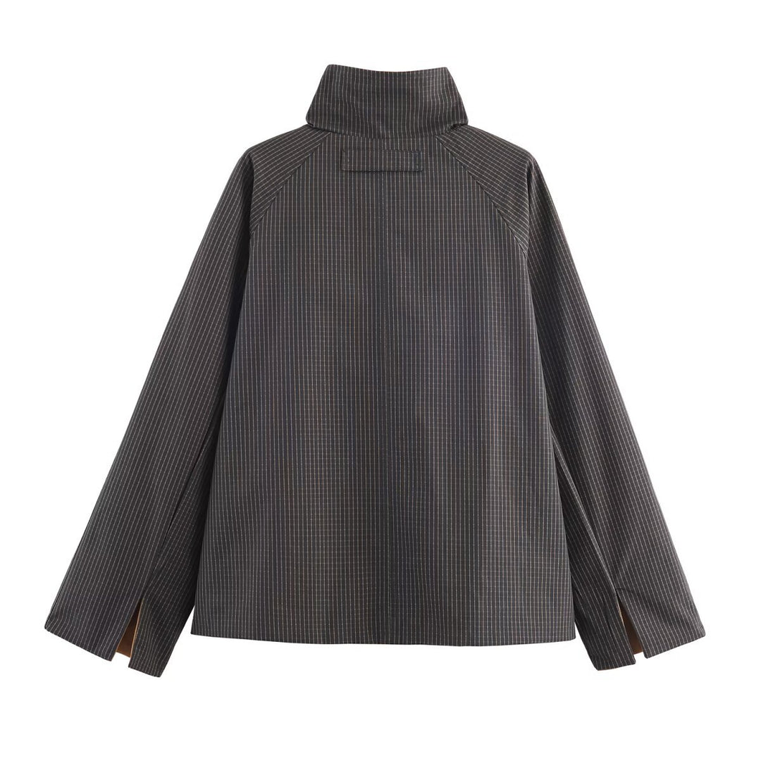 Damen urbane Oversized-Jacke mit hohem Kragen R&B
