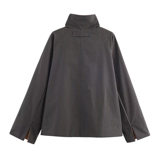 Damen urbane Oversized-Jacke mit hohem Kragen R&B