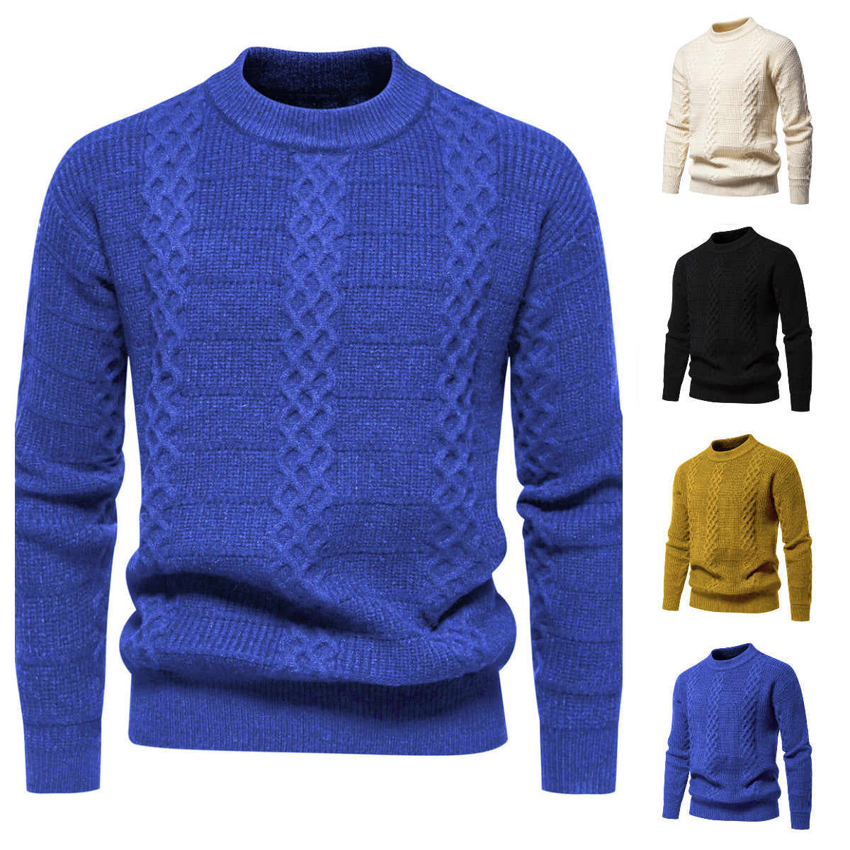 Herren Strukturierter Strickpullover mit hohem Kragen