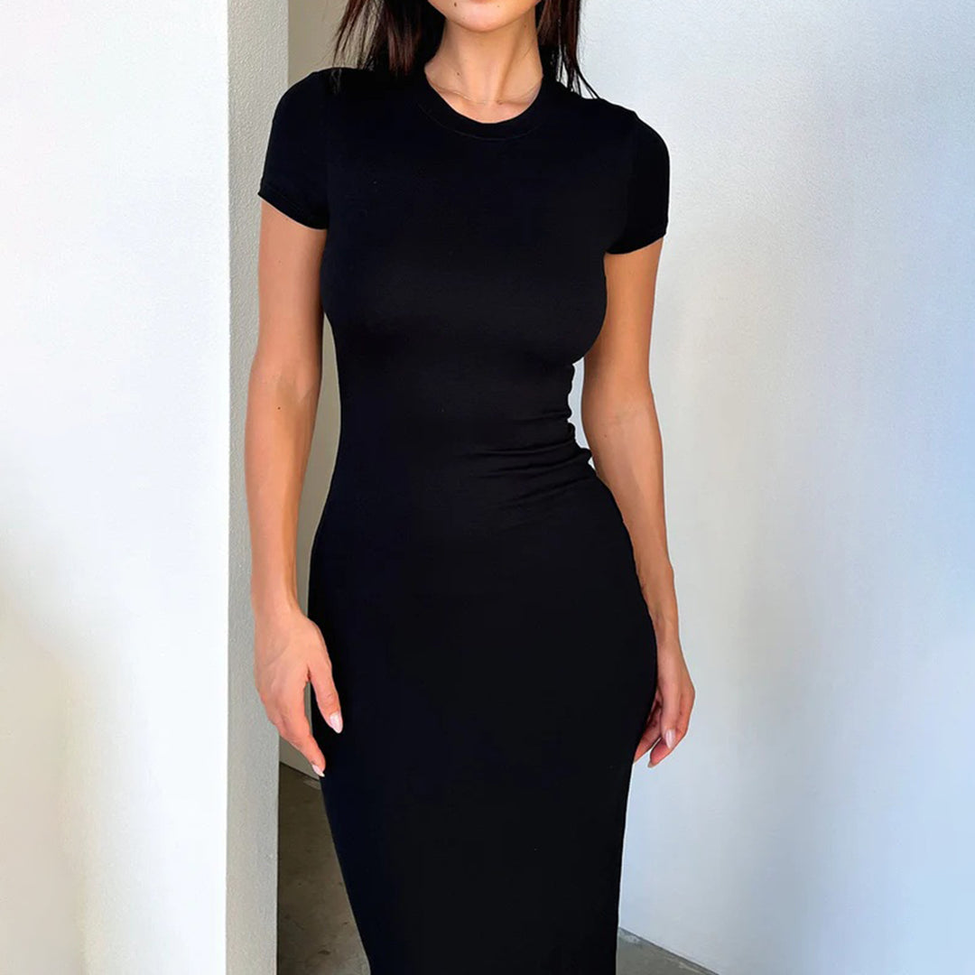 Damen Figurbetontes Maxikleid mit kurzen Ärmeln R&B