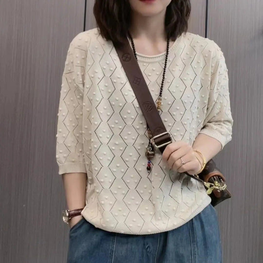 Damen Feinstrickpullover mit dekorativem Strukturdesign und lässigem Schnitt R&B