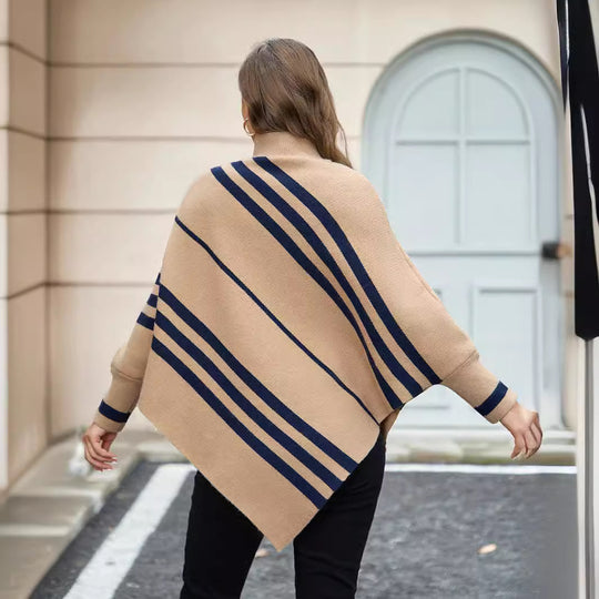 Damen Poncho mit modernen Streifen R&B
