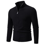 Herren stylische Strickjacke mit hohem Stehkragen und modischem Reißverschluss R&B
