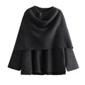 Damen elegante Wollumhängejacke mit asymmetrischem Saum