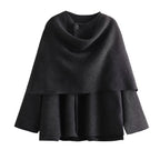 Damen elegante Wollumhängejacke mit asymmetrischem Saum