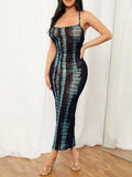 Damen Maxikleid mit elegantem grafischem Muster und schmalem Schnitt