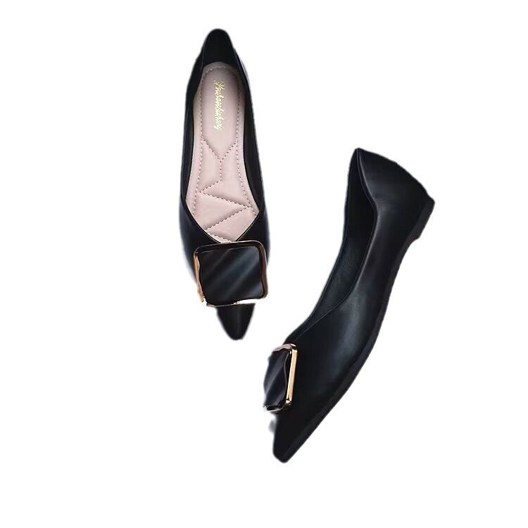 Damen Elegante Ballerinas mit modischer Schmuckschließe R&B