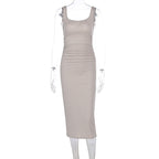 Damen Figurbetontes Midi-Kleid mit raffinierten Raffungselementen R&B