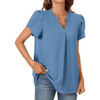 Damen Elegante Bluse mit V-Ausschnitt und Puffärmeln R&B