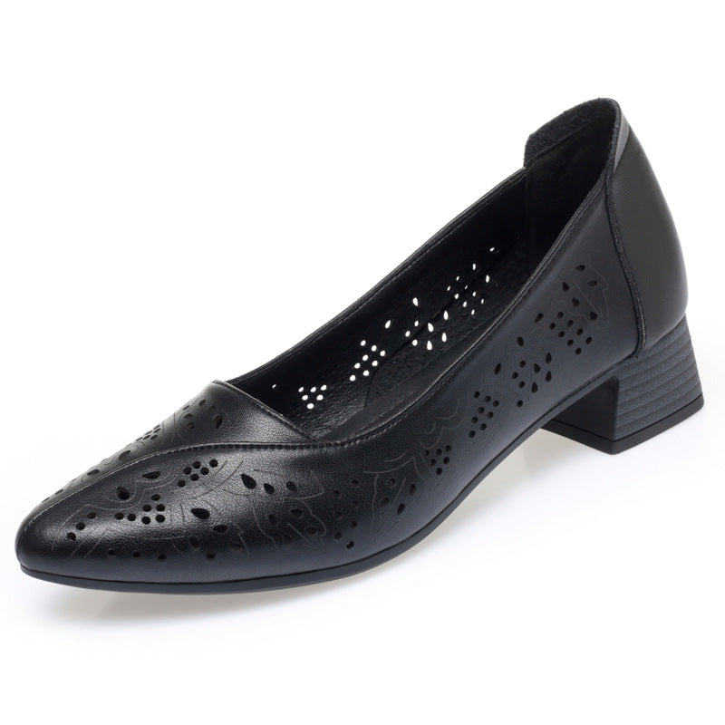 Damen Elegante Ballerina mit Luftdurchlässigem Design und Bequemem Blockabsatz R&B