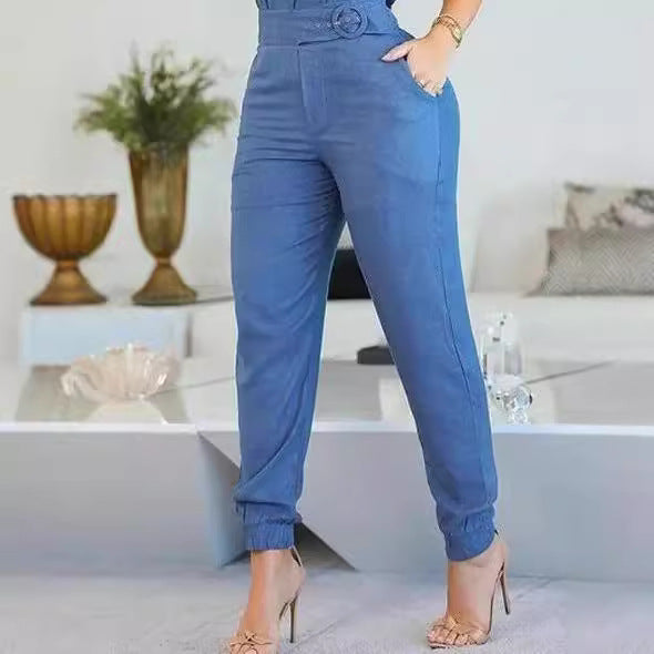 Damen lässiger Jumpsuit mit Rüschendetails und verstellbarem Taillengürtel R&B