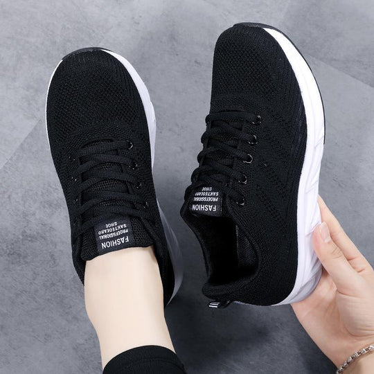 Damen nan leichtgewichtige atmungsaktive Strick-Laufschuhe mit viskoelastischer Einlegesohle und stoßdämpfender Zwischensohle R&B