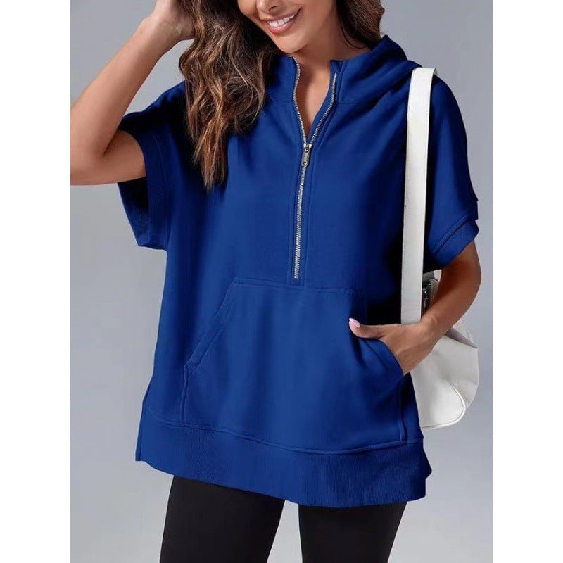 Damen Lässiger Kapuzenpullover mit Reißverschluss und praktischen Taschen R&B
