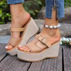 Damen Wedge-Sandaletten mit geflochtenem Riemendesign und komfortabler Fußbettung R&B