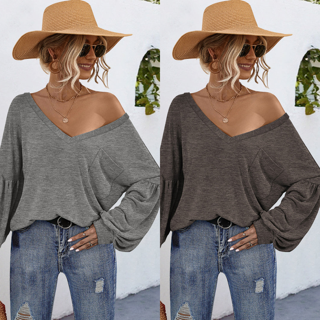 Damen Off-Shoulder Bluse mit voluminösen Ärmeln und modernem Schnitt R&B