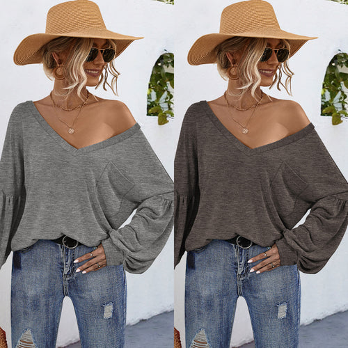 Damen Off-Shoulder Bluse mit voluminösen Ärmeln und modernem Schnitt R&B