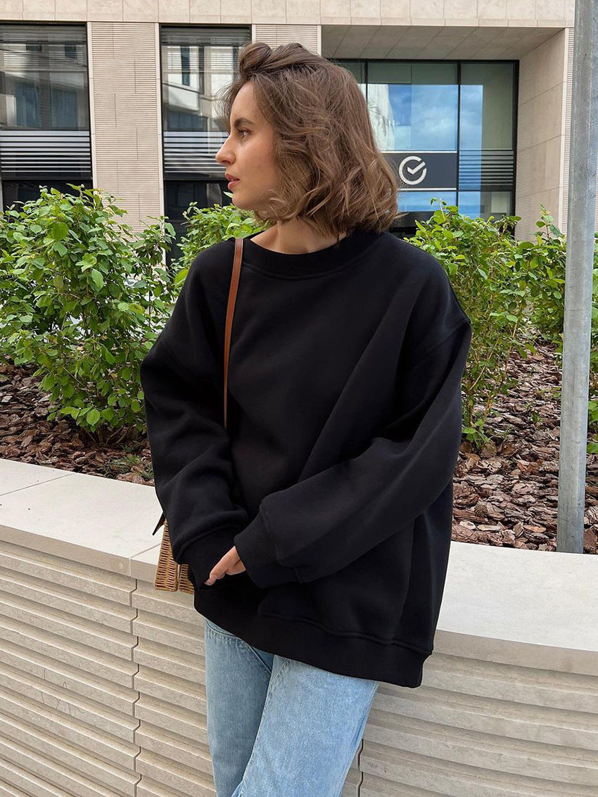 Damen Oversized Sweatshirt im lässigen Stil mit übergroßen Ärmeln und elastischen Bündchen R&B
