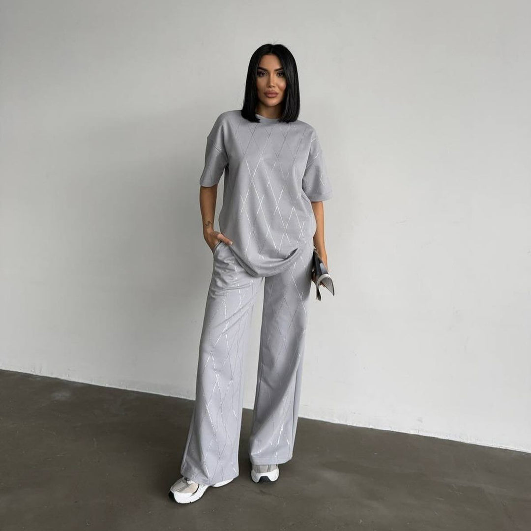 Damen lässiges Set mit grafischem Muster und weitem Schnitt R&B