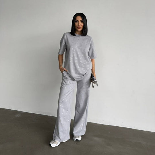 Damen lässiges Set mit grafischem Muster und weitem Schnitt R&B