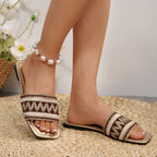 Damen elegante Komfort-Sandalen mit buntem Streifenmuster R&B