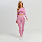 Damen Sport-Leggings mit verlängerter Passform und langem Arm-Top