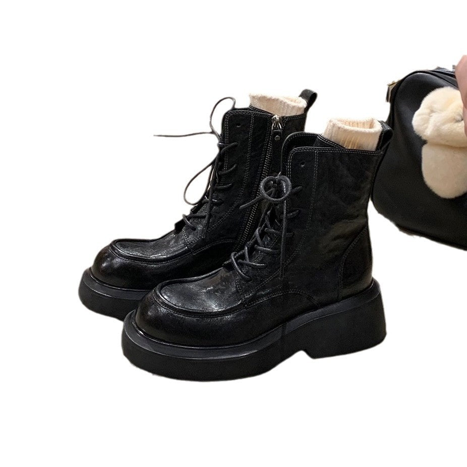 Damen Schnürstiefel mit robustem Blockabsatz und wärmendem Innenfutter