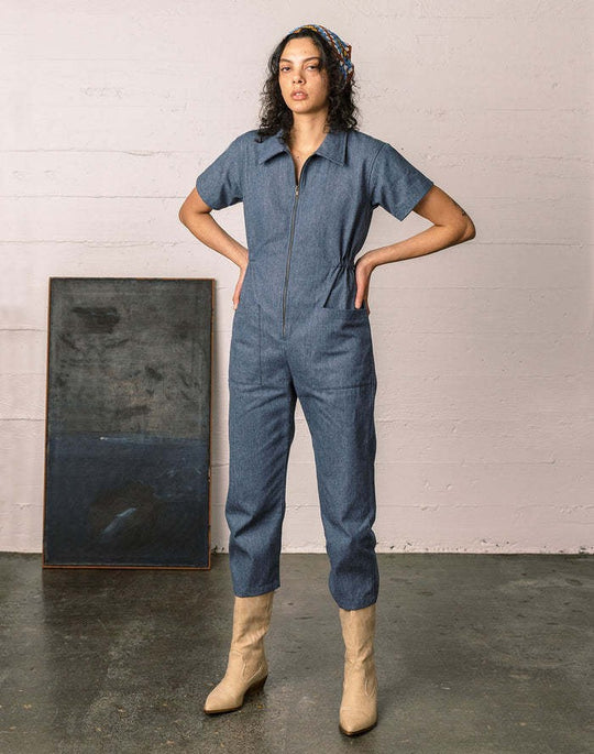Damen legerer Jumpsuit mit praktischen Taschen und Reißverschluss R&B
