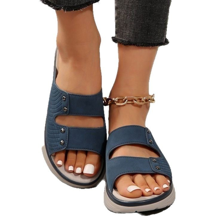 Damen Komfortable Plateau-Sandalen mit dekorativen Nieten R&B