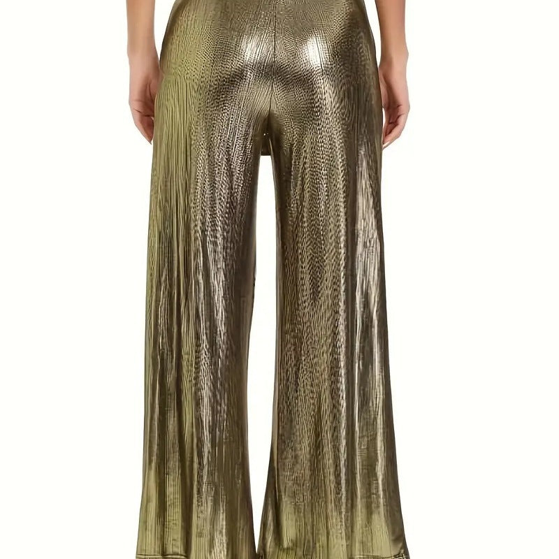 Damen elegante Plisseehose mit hochglänzendem Finish R&B