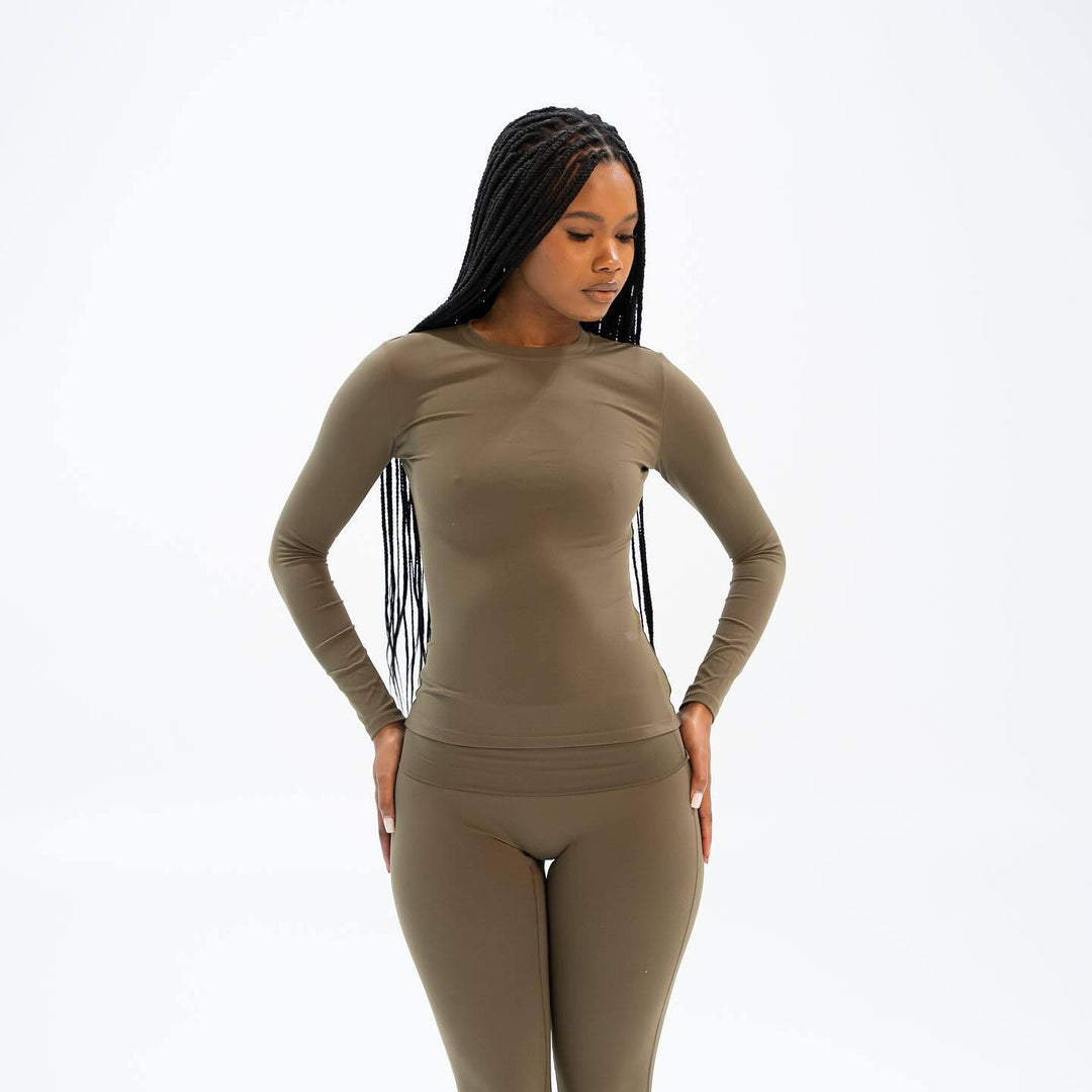 Damen Sportliches Langarmoberteil und Leggings-Set mit atmungsaktivem Stoff R&B
