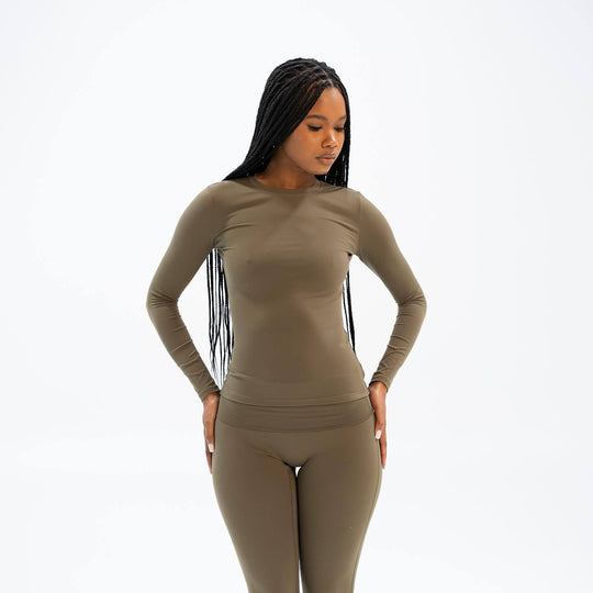 Damen Sportliches Langarmoberteil und Leggings-Set mit atmungsaktivem Stoff R&B