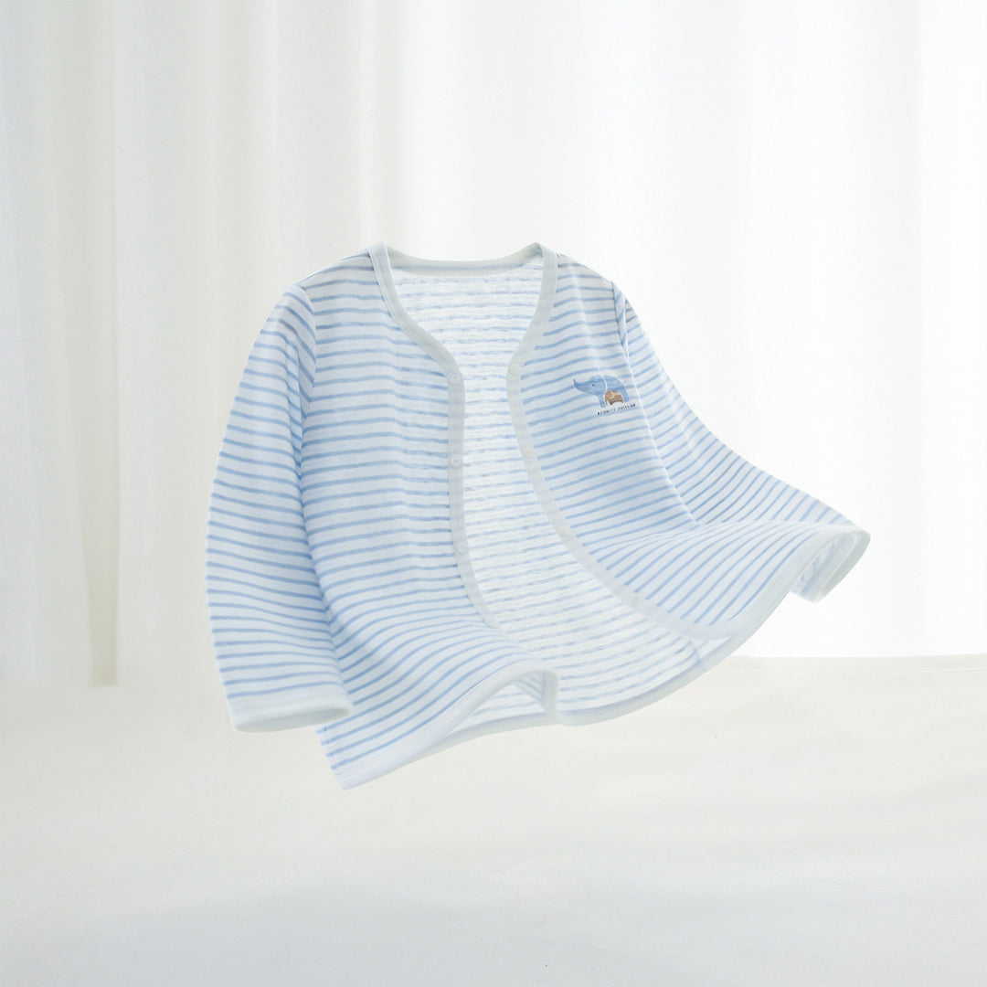 Unisex Nan Soft Organic Cotton Snap-Front Baby Cardigan mit besticktem Elefanten R&B