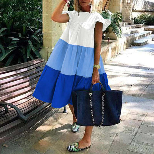 Damen lässiges Sommerkleid mit modischem Volantdesign und luftigem Schnitt R&B