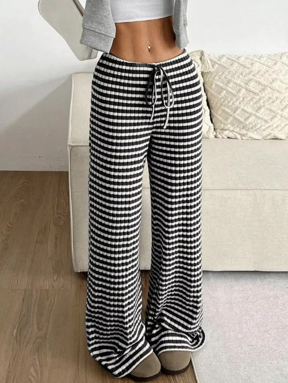 Damen weite Karohose mit elastischem Bund und verstellbarem Kordelzug R&B