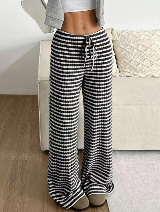 Damen weite Karohose mit elastischem Bund und verstellbarem Kordelzug R&B