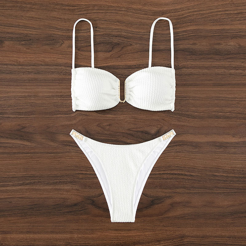 Damen Triangel-Bikini mit elegantem Stützband und modischen Akzenten R&B