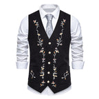 Herren elegante Weste mit floralem Stickdesign R&B