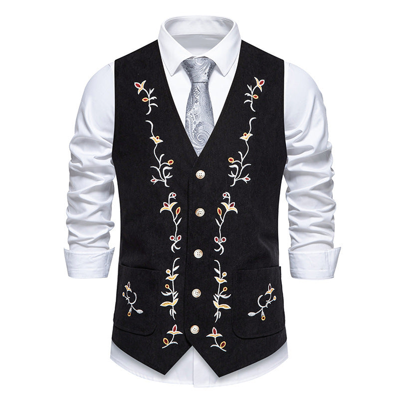 Herren elegante Weste mit floralem Stickdesign R&B