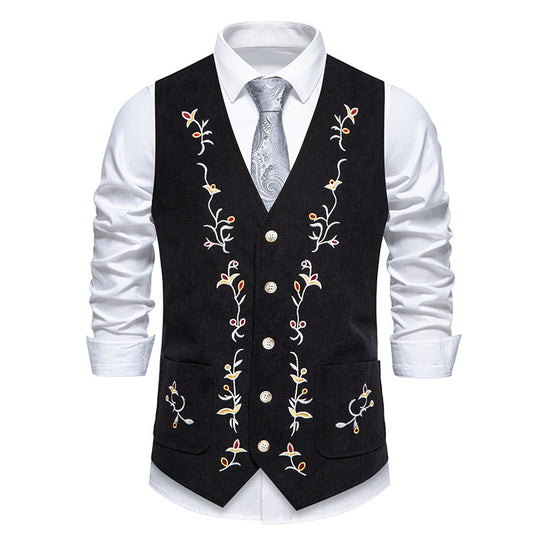 Herren elegante Weste mit floralem Stickdesign R&B