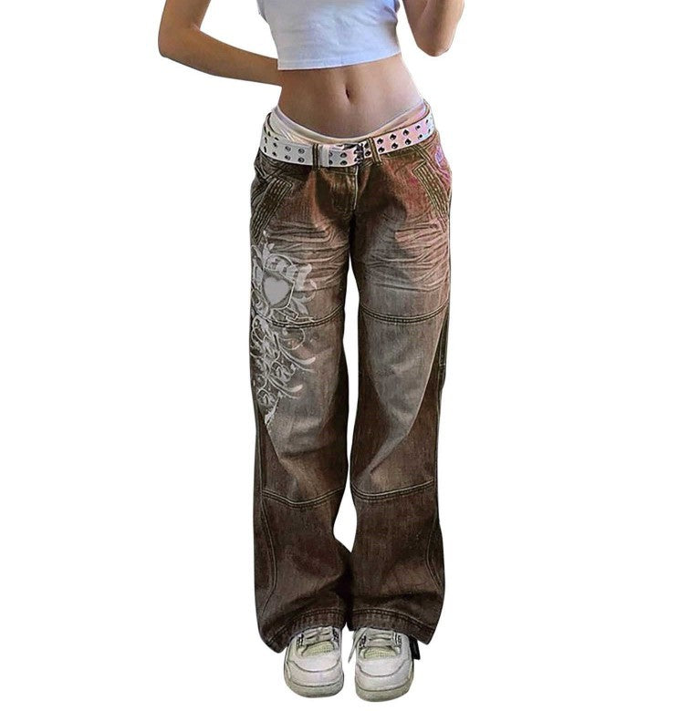 Damen weite Jeans mit einzigartigem grafischen Design R&B
