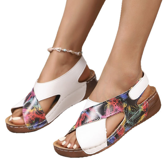 Damen modische Slingback-Sandalen mit stylishem Krokodil-Design und komfortablem Fußbett R&B