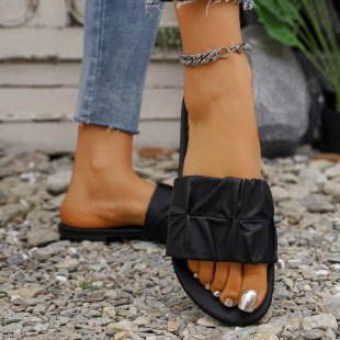 Damen Komfortable Riemchen-Sandalen mit modischem Falten-Design R&B