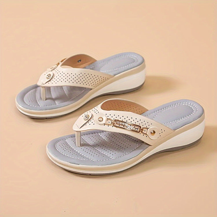 Damen Komfortable Flip-Flops mit dekorativem Schmuckelement R&B