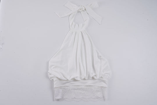 Damen elegantes Spaghetti-Trägertop mit transparentem Spitzenbesatz R&B
