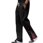 Herren nan lockere Jogginghose mit Tunnelzugbund, Druckknopf-Seitenschlitzen und kariertem Innenfutter R&B