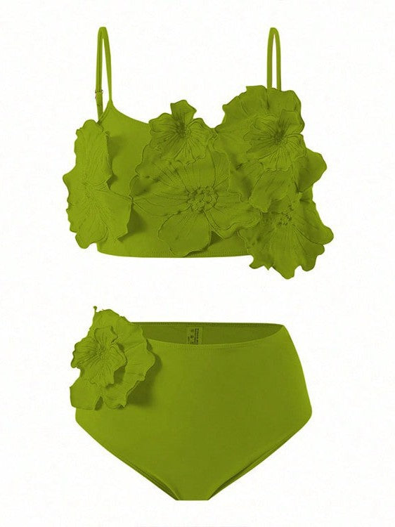 Damen Floral Bikini mit voluminösem Blüten-Design